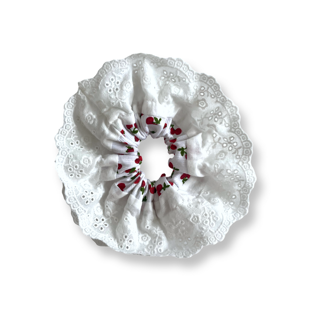 Apolline - Chouchou à dentelle double volants