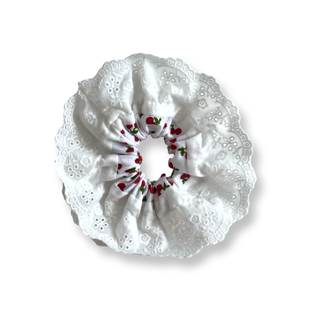 Apolline - Chouchou à dentelle double volants