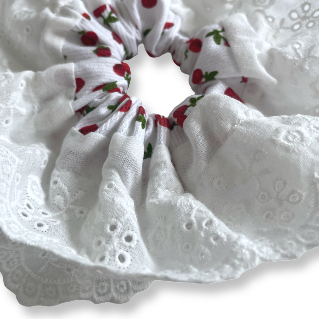 Apolline - Chouchou à dentelle double volants